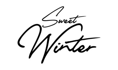 Sweet Winter Typography Black Color Text On White Background