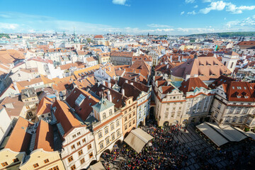 Fototapeta na wymiar roofs in Prague Old Town Square, the Czech Republic