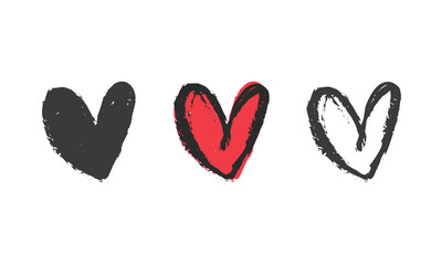 Heart doodles set. Collection of hand drawn illustrated hearts.