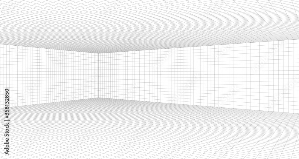 Canvas Prints room perspective grid background 3d vector illustration. model projection background template. line 