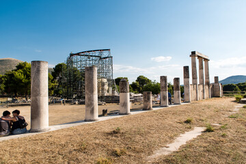 Naklejka premium Ruins of the sanctuary of Asclepius at the ancient Epidaurys archeological site, Argolis, Greece