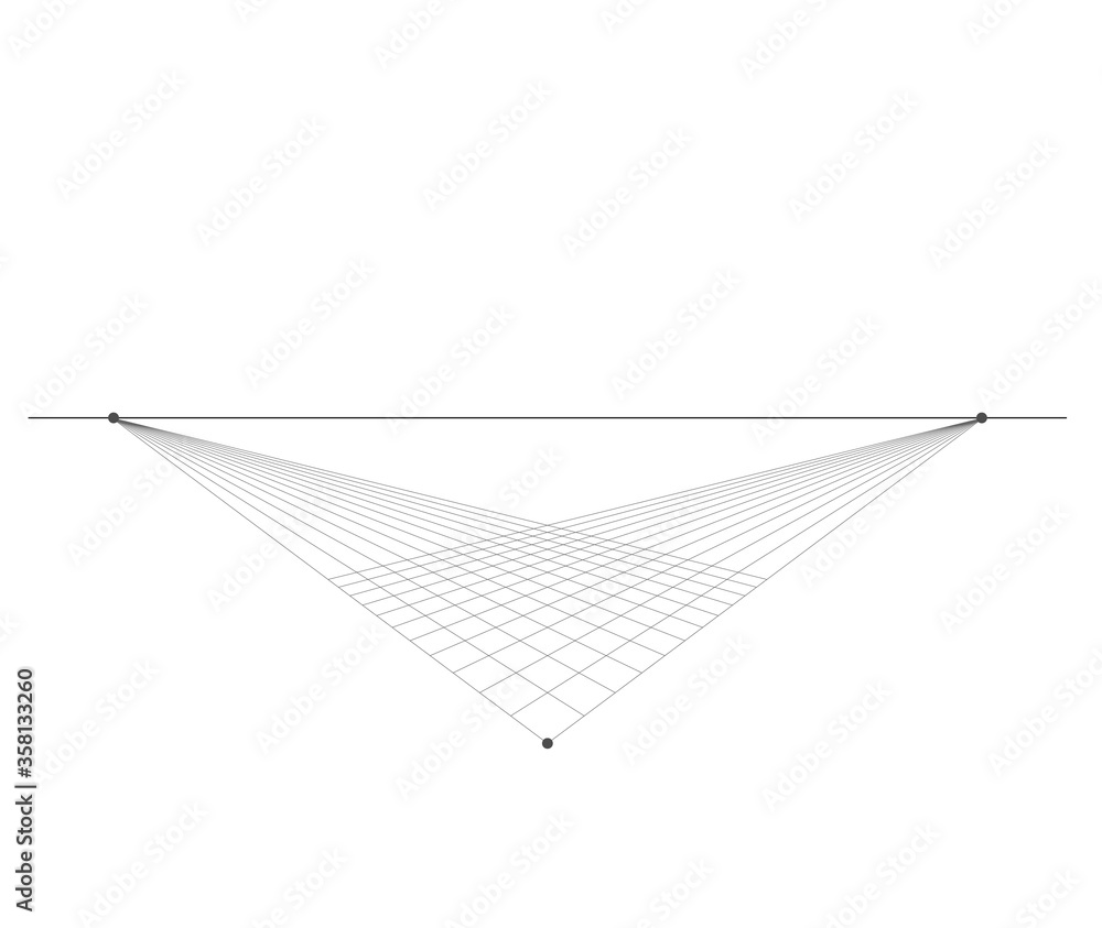 Wall mural perspective grid background 3d vector illustration. model projection background template. line two p