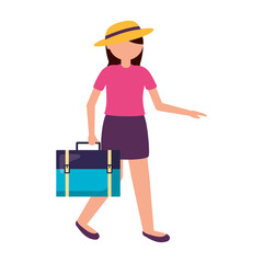 Avatar woman with bag and hat vector design