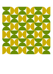 Olive and green mid century pattern, half circles geometric background