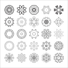 Circular drawing, mandalas for your projects. Set of abstract design elements.
