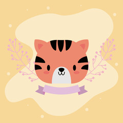 head of tiger baby kawaii with decor