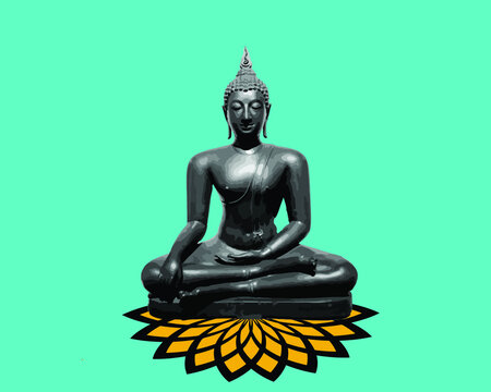 Vactor Buddha statue green background.