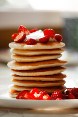 stack of pancakes with strawberry