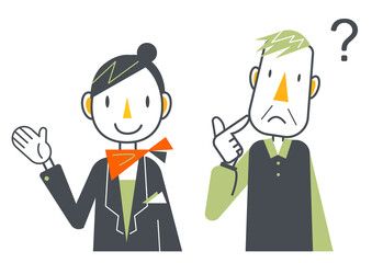 コンシェルジュとシニア男性のセット