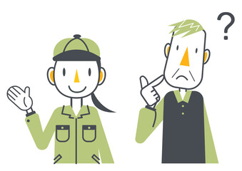 作業員とシニア男性のセット