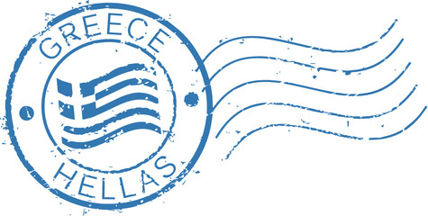 Postal grunge stamp 'Greece'.