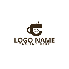CoffeeShop Vector Logo Design, Cup Icon with Smile.