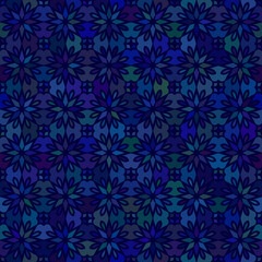 Fototapeta premium Abstract vector background Seamless floral grid texture Dark blue