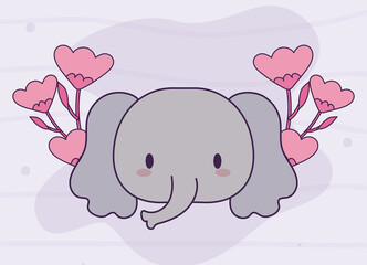 head of elephant baby kawaii with decor