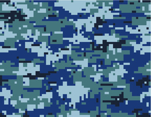 Navy camouflage seamless pattern. Digital style