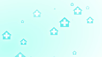 Medical health blue green cross on home pattern background. Abstract banners with prevent virus infection and healthcare stay home concept.