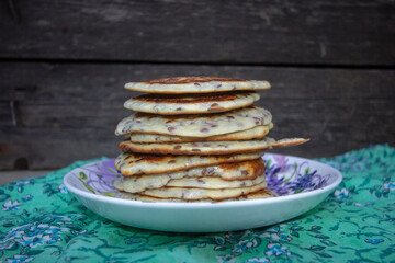 thin homemade wheat pancakes with flax