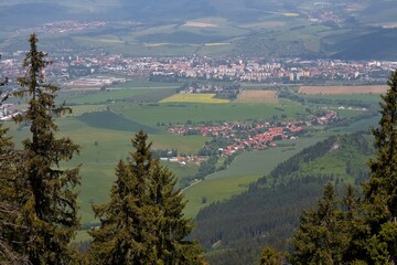 Liptov basin from Demanovska mountain. View of the village Demanova and part of the town Liptovsky Mikulas. © Stanislav