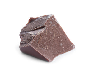 Piece of milk chocolate isolated on white