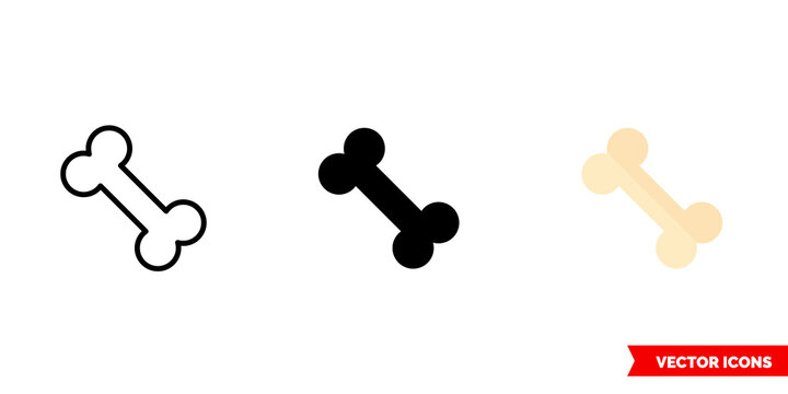 Bones icon of 3 types. Isolated vector sign symbol.