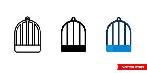 Cage icon of 3 types. Isolated vector sign symbol.