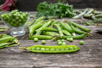 juicy ripe green peas. Close-up.