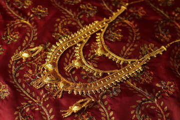 Golden set of indian arab women jewelry