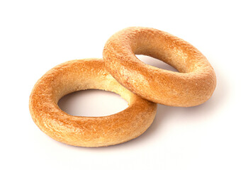 small round bagels isolated on a white background