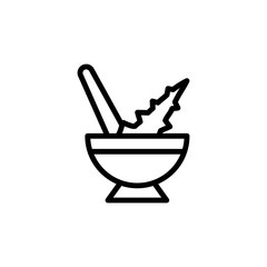 Herbal bowl aloe vera icon. Simple line, outline vector elements of healing plant icons for ui and ux, website or mobile application
