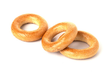 small round bagels isolated on a white background