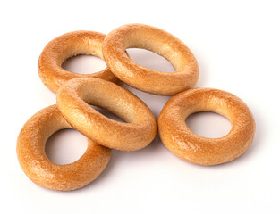 small round bagels isolated on a white background