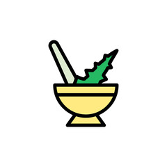 Herbal bowl aloe vera icon. Simple color with outline vector elements of healing plant icons for ui and ux, website or mobile application