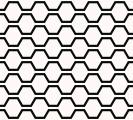 Honeycomb pattern in thick black outline, retro geometric background