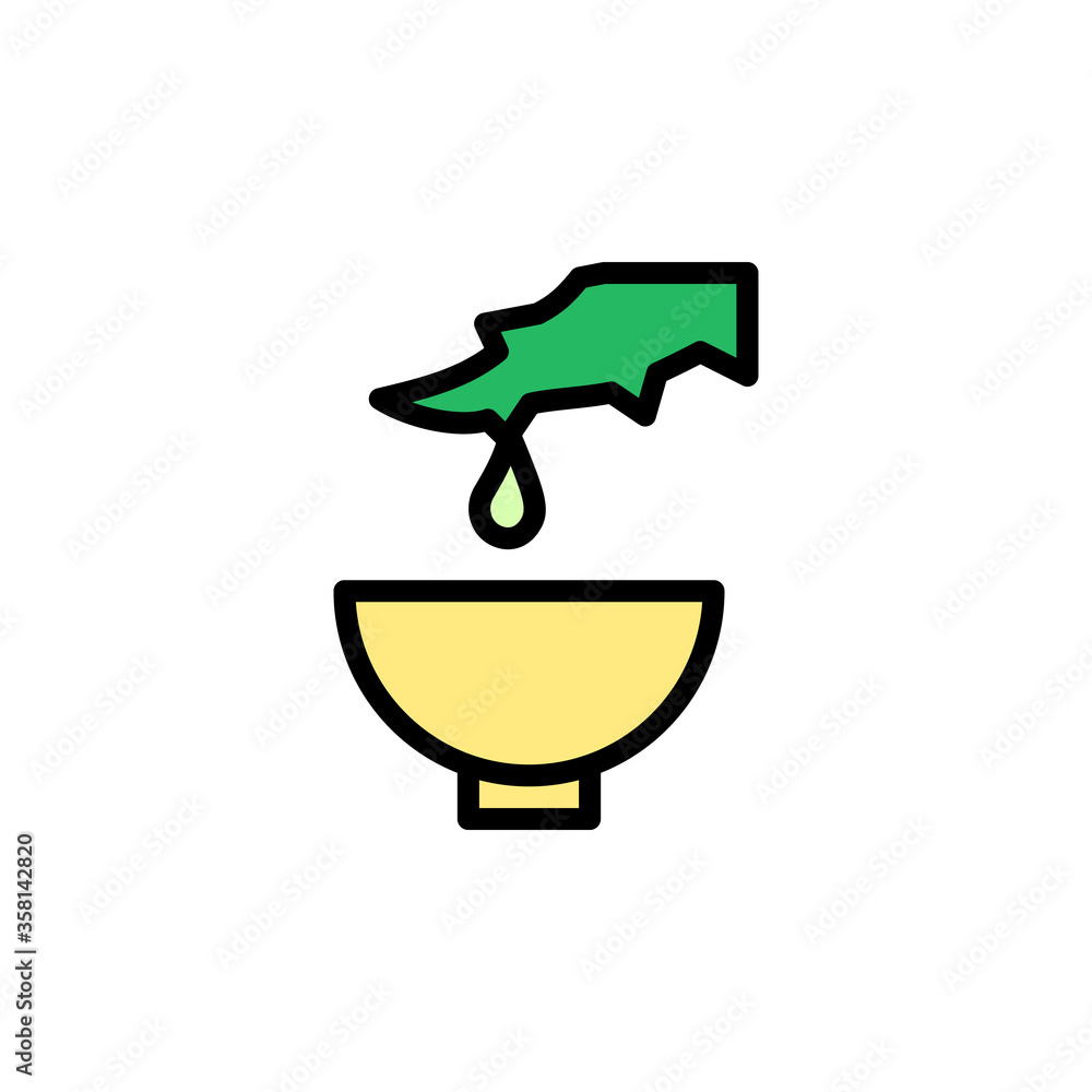 Poster extract bowl aloe vera icon. simple color with outline vector elements of healing plant icons for ui