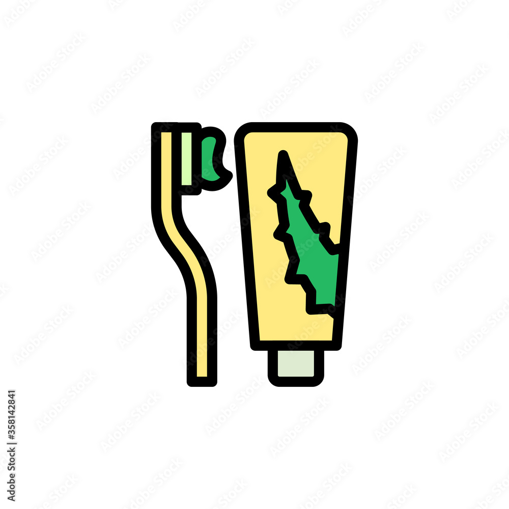 Poster aloe vera toothpaste toothbrush icon. simple color with outline vector elements of healing plant ico