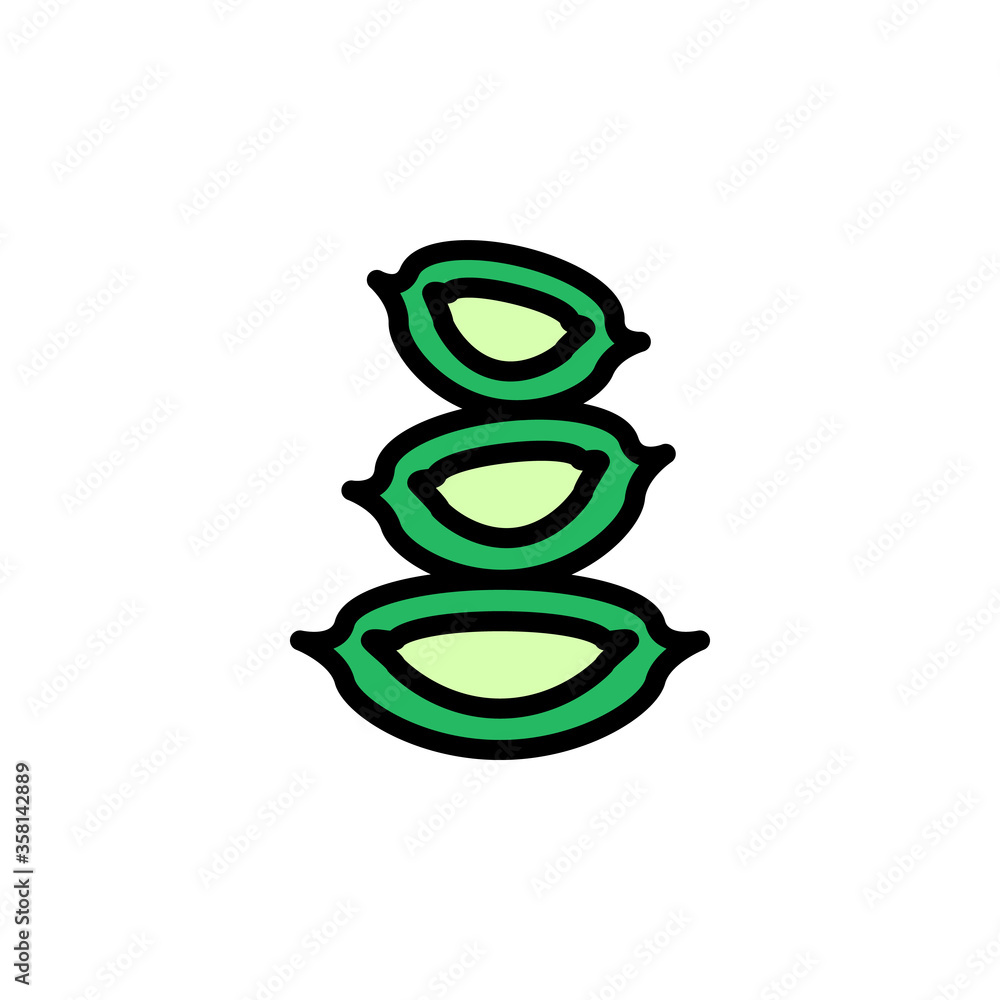 Poster slices aloe vera icon. simple color with outline vector elements of healing plant icons for ui and u