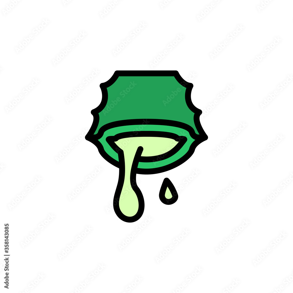 Poster aloe vera juice leaf icon. simple color with outline vector elements of healing plant icons for ui a