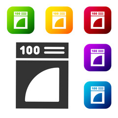 Black Coffee paper filter icon isolated on white background. Set icons in color square buttons. Vector Illustration