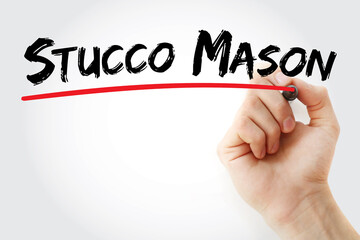 Stucco Mason text with marker, concept background
