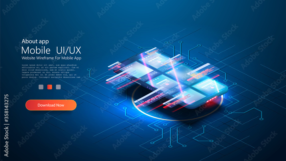 Leinwandbilder mobile application vector concept marketing and digital marketing. shopping online creation of a mob