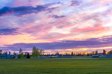 Fototapeta na wymiar Sunset at Callingwood Park, City of Edmonton, Alberta