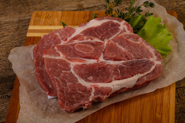 Raw pork steak