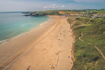 Praa Sands, Cornwall, England, Aerial, Drone