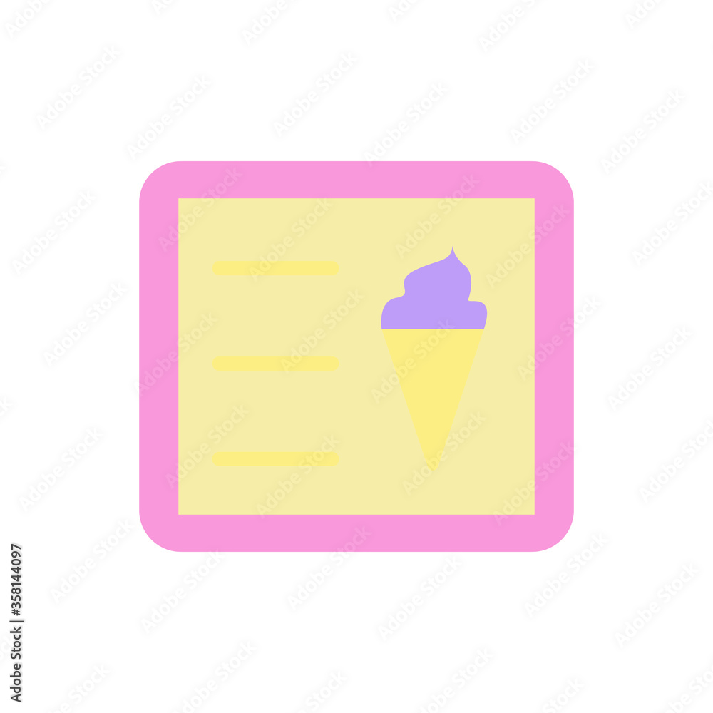 Poster ice cream, menu icon. simple color vector elements of freeze sweet icons for ui and ux, website or m