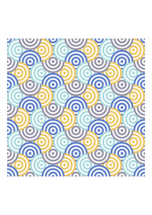 Art Deco scales pattern, overlapping circles background