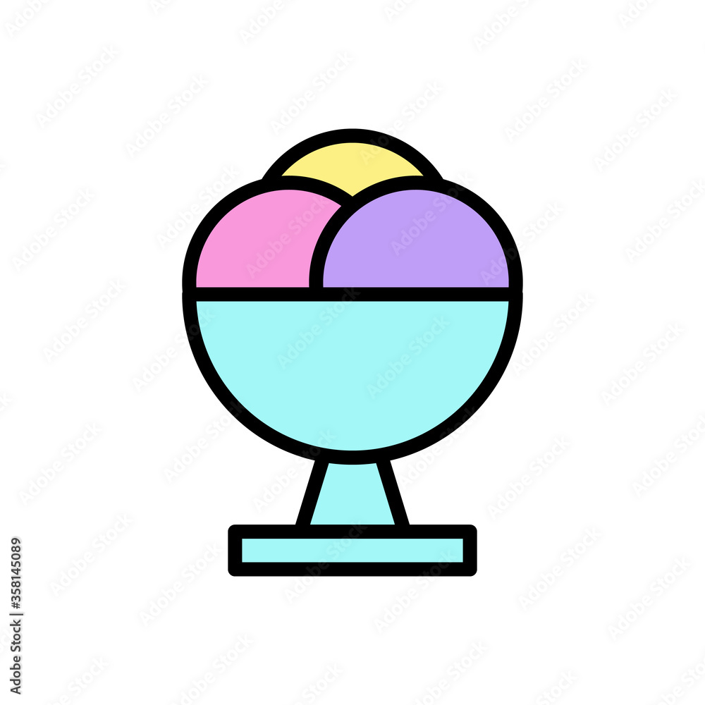 Poster ice cream, plate icon. simple color with outline vector elements of freeze sweet icons for ui and ux