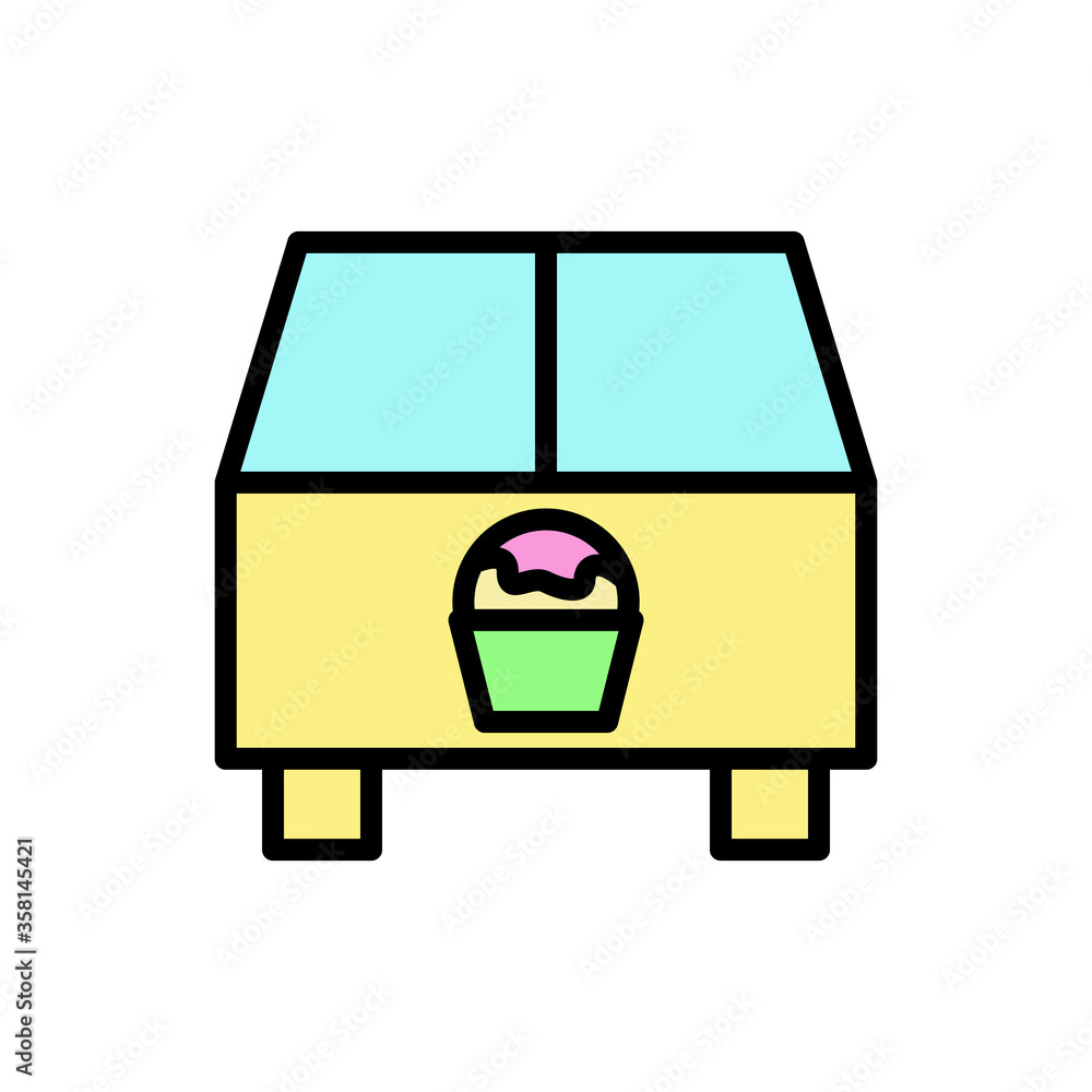 Poster ice cream, fridge icon. simple color with outline vector elements of freeze sweet icons for ui and u