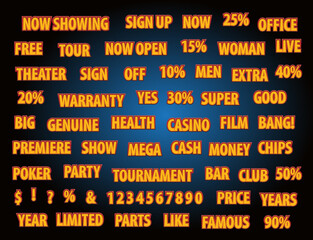 Set of gold marketing words