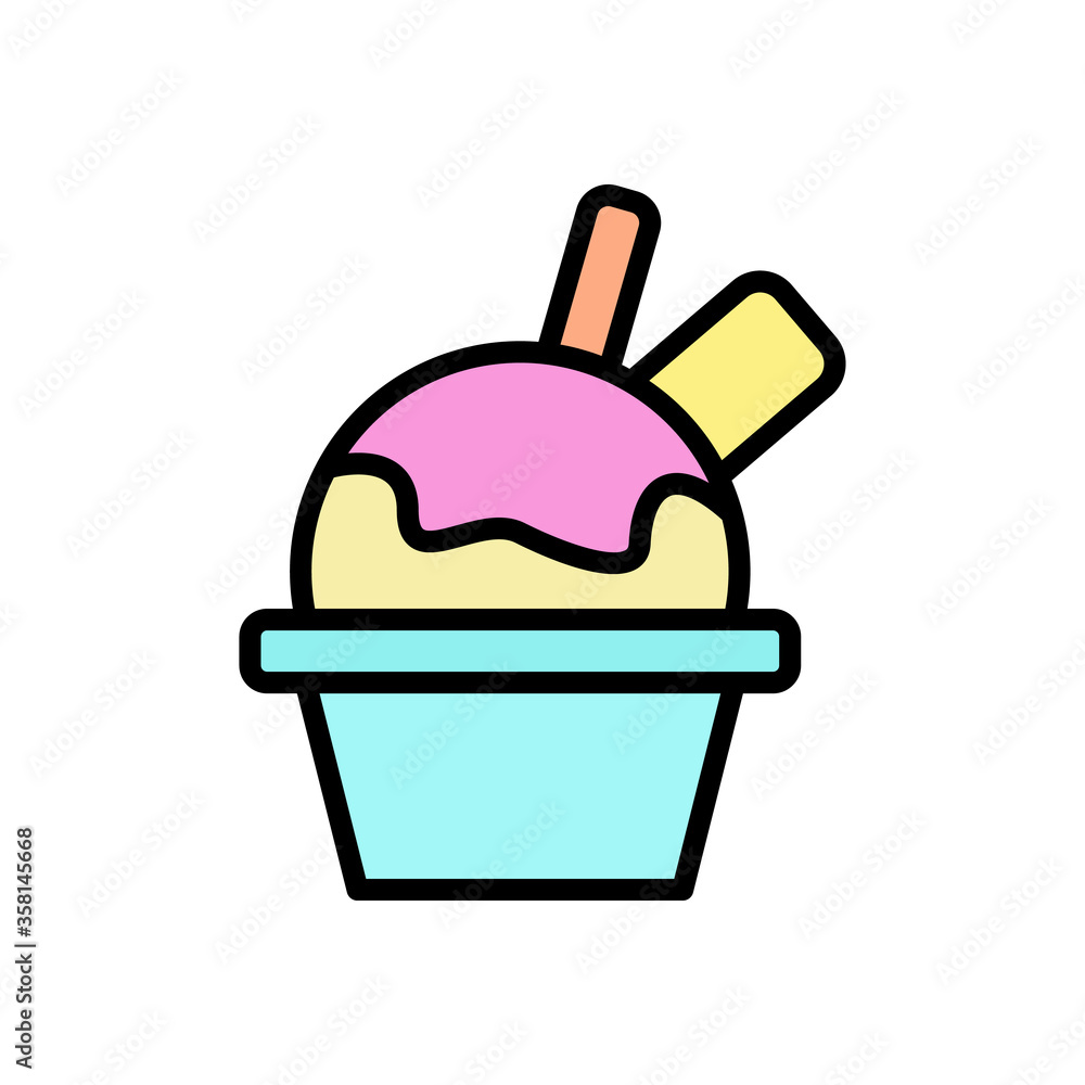 Poster ice cream, plate icon. simple color with outline vector elements of freeze sweet icons for ui and ux