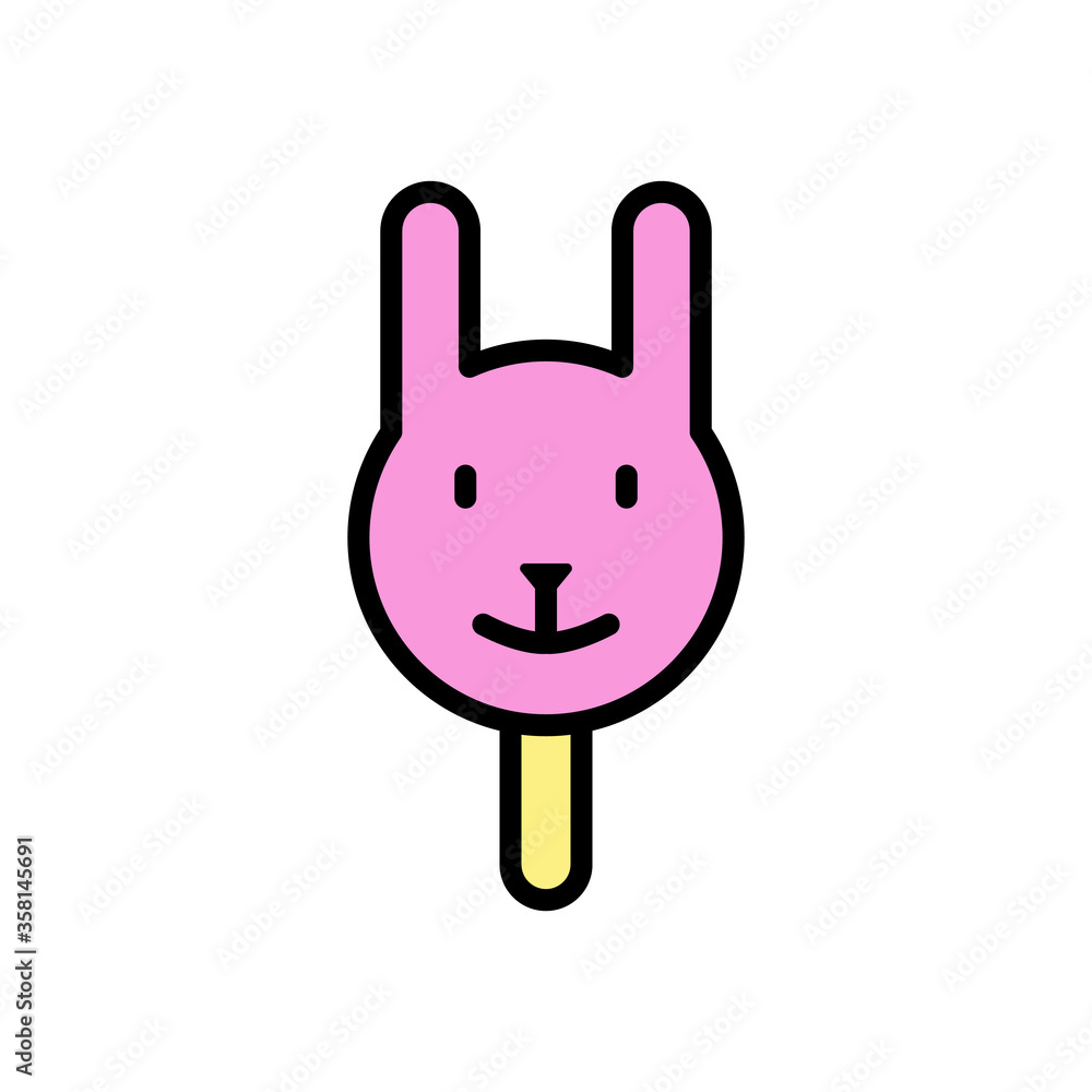 Poster ice cream, rabbit icon. simple color with outline vector elements of freeze sweet icons for ui and u